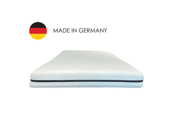 Image of the Luftkomfort mattress with a "Made in Germany" tag